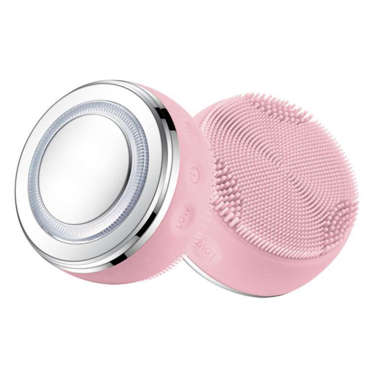 Colorful Light Face Massager with ultrasonic vibration and silicone bristles for deep cleansing and skin rejuvenation