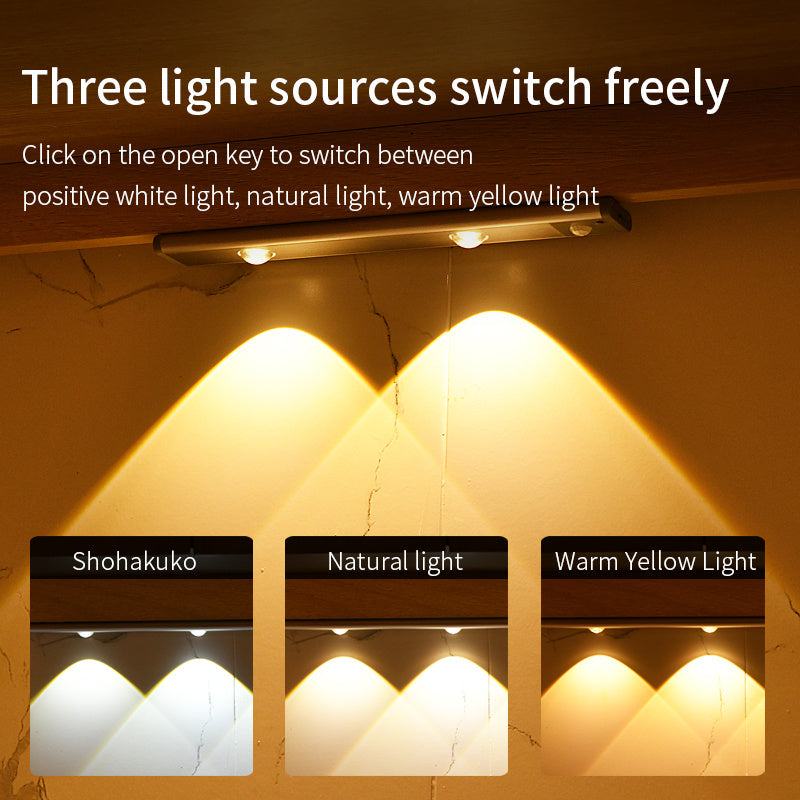 Motion sensor night lamp with adjustable color temperature and magnetic installation for automatic night lighting